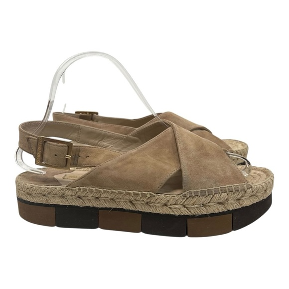 Paloma Barcelo Lynde Tan Suede Jute Espadrille Two Tone Platform Sandal Women 38 - Picture 7 of 16